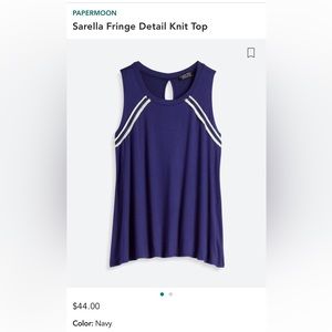 Stitch Fix M Papermoon Blue Tank with White Detailing